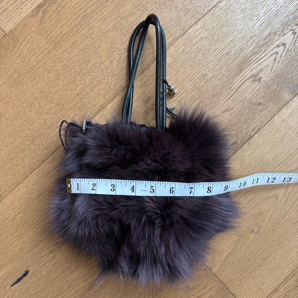 Dena Finland Purple Fox Fur & Black Leather Evening Bag - NWOT - Picture 4 of 6